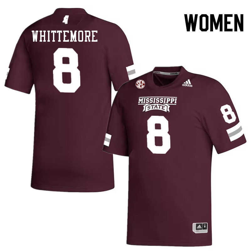 Women #8 Creed Whittemore Mississippi State Bulldogs College Football Jerseys Stitched-Maroon